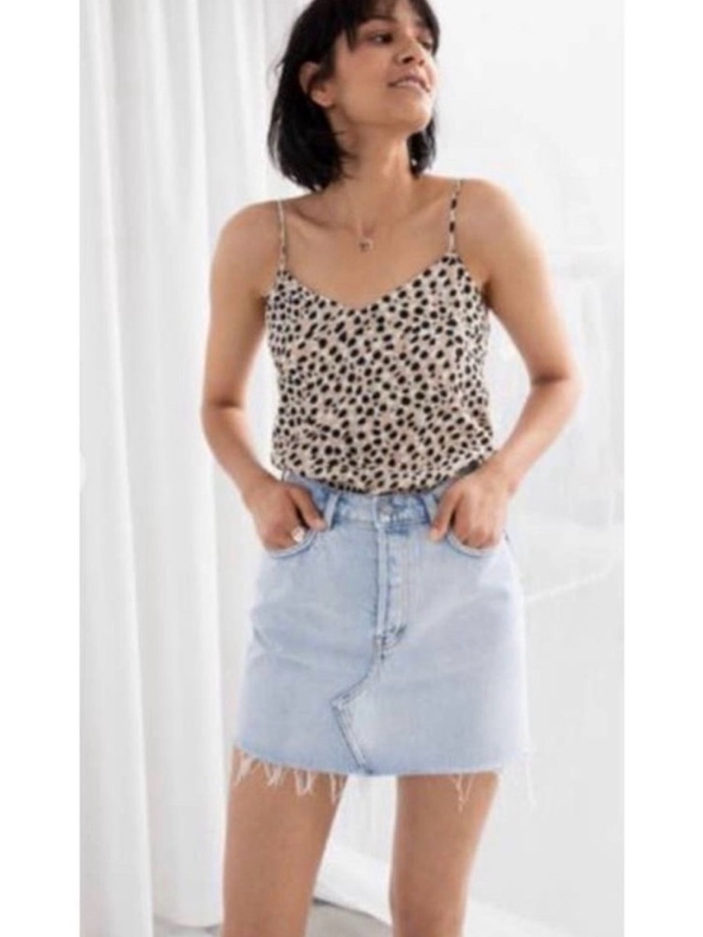 & Other Stories Beige and Black Leopard Polished Cami